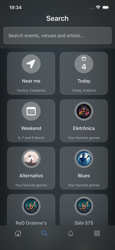 bandz app — search venues and genres