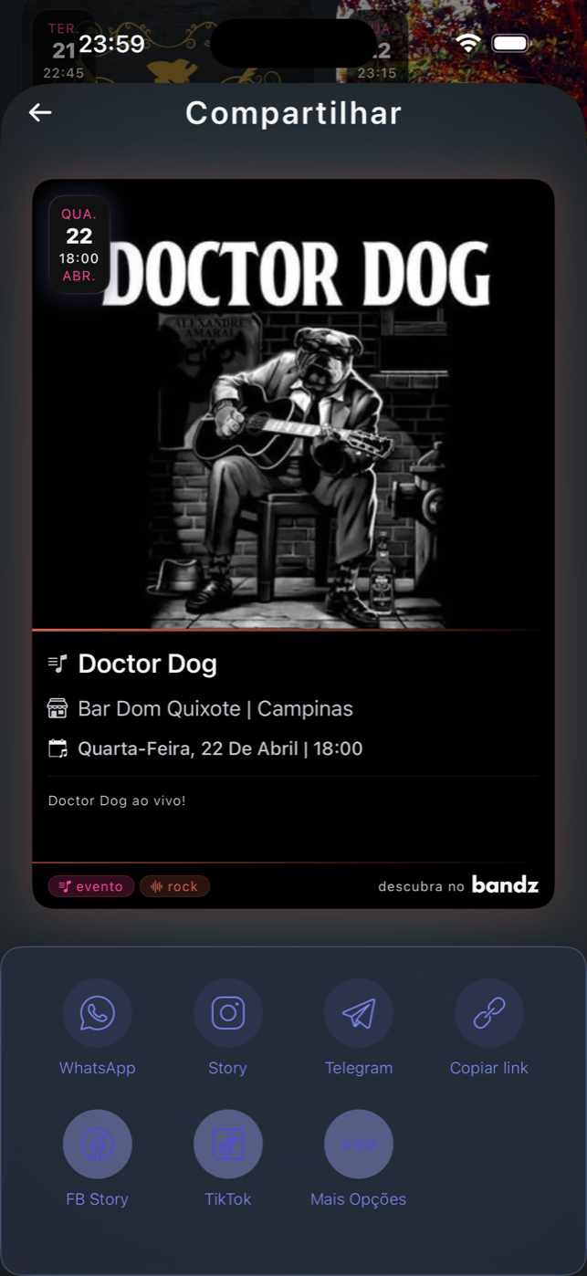 bandz app — share event card