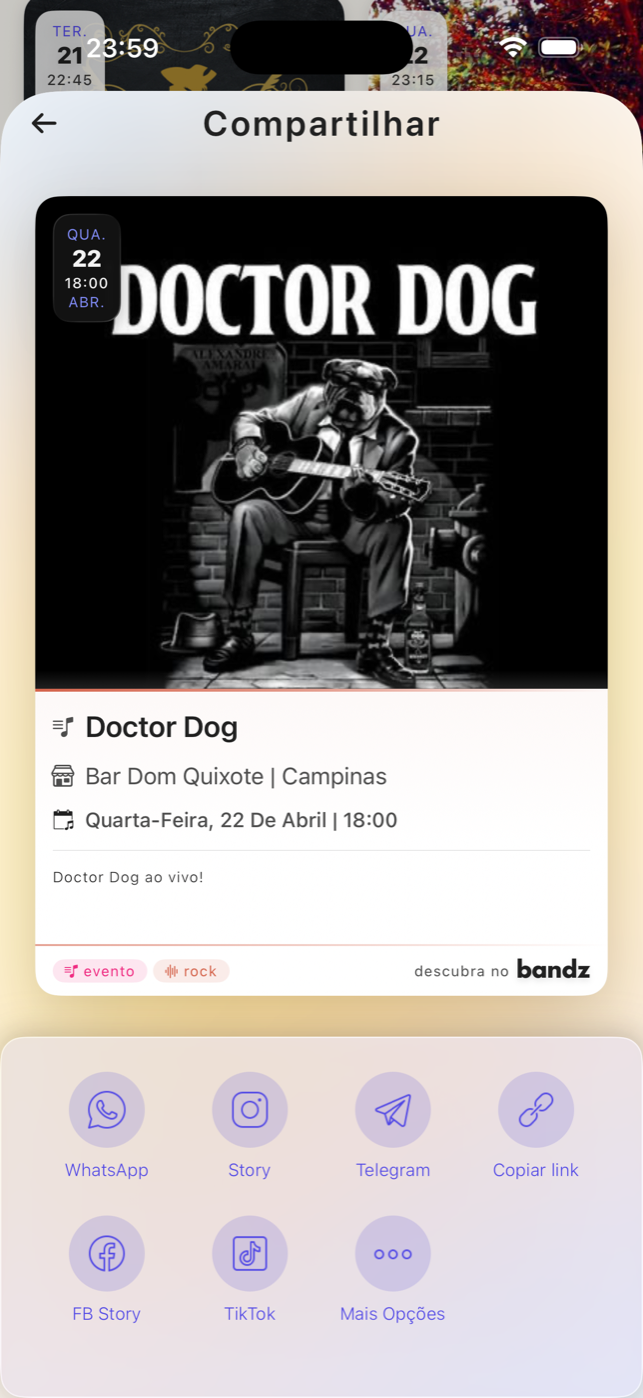 bandz app — share event card